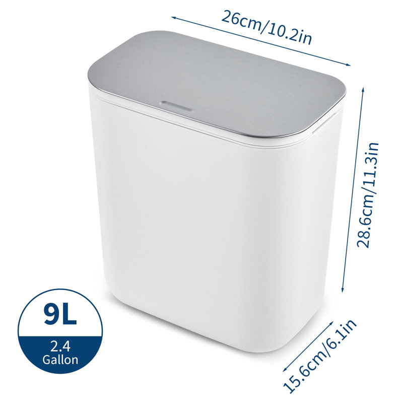 Poubelle de compostage de cuisine blanche avec couvercle, 2,4 gallons, 2,4 gal, Blanc