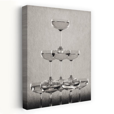 Festive Champagne Tower Classic Elegant Retro Architecture Wall Art Print 1 Piece Wrapped Canvas Wall Art