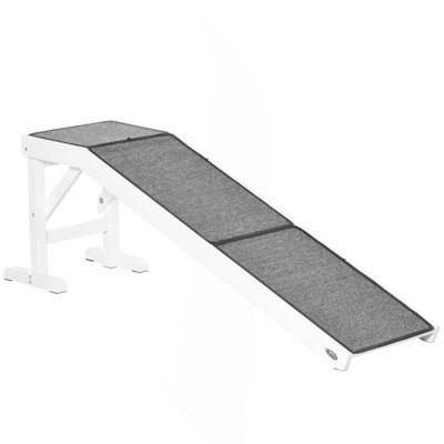 Rampe pour chien Pawhut pour lit, rampe pour chien avec tapis antidérapant et plateforme supérieure, blanc
