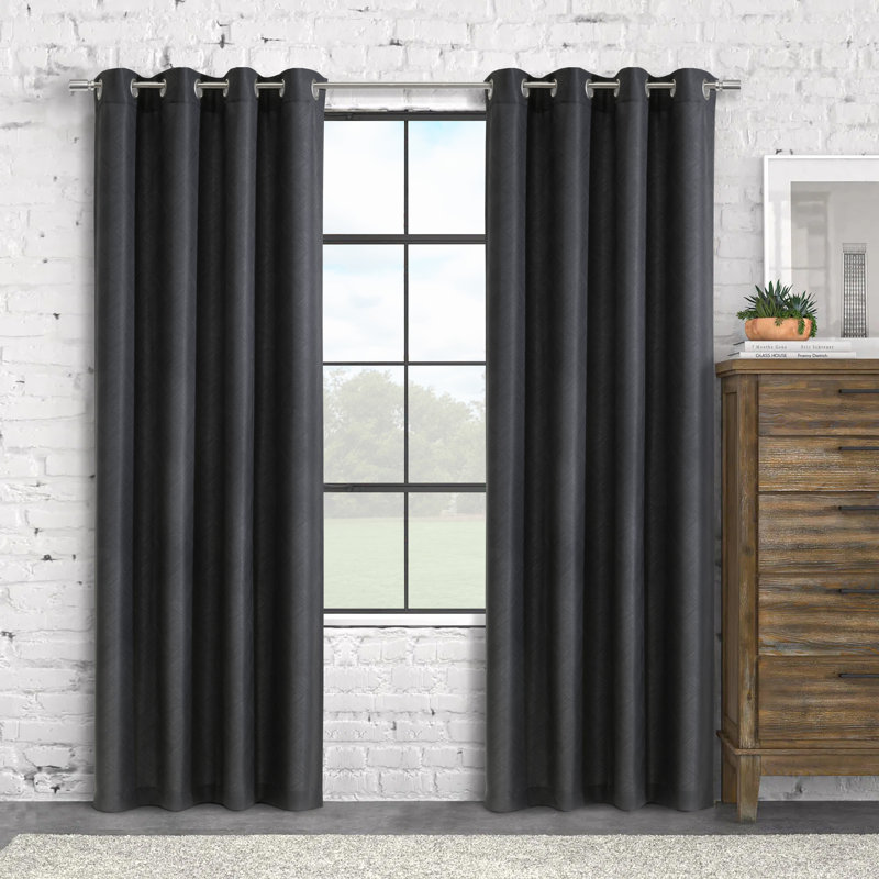 Abi Light Filtering Grommet Curtain Panel in Charcoal, 52" W x 95" L