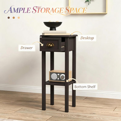 Console fonctionnelle, table d'appoint étroite avec tiroir, table de chevet compacte, table d'appoint gain de place