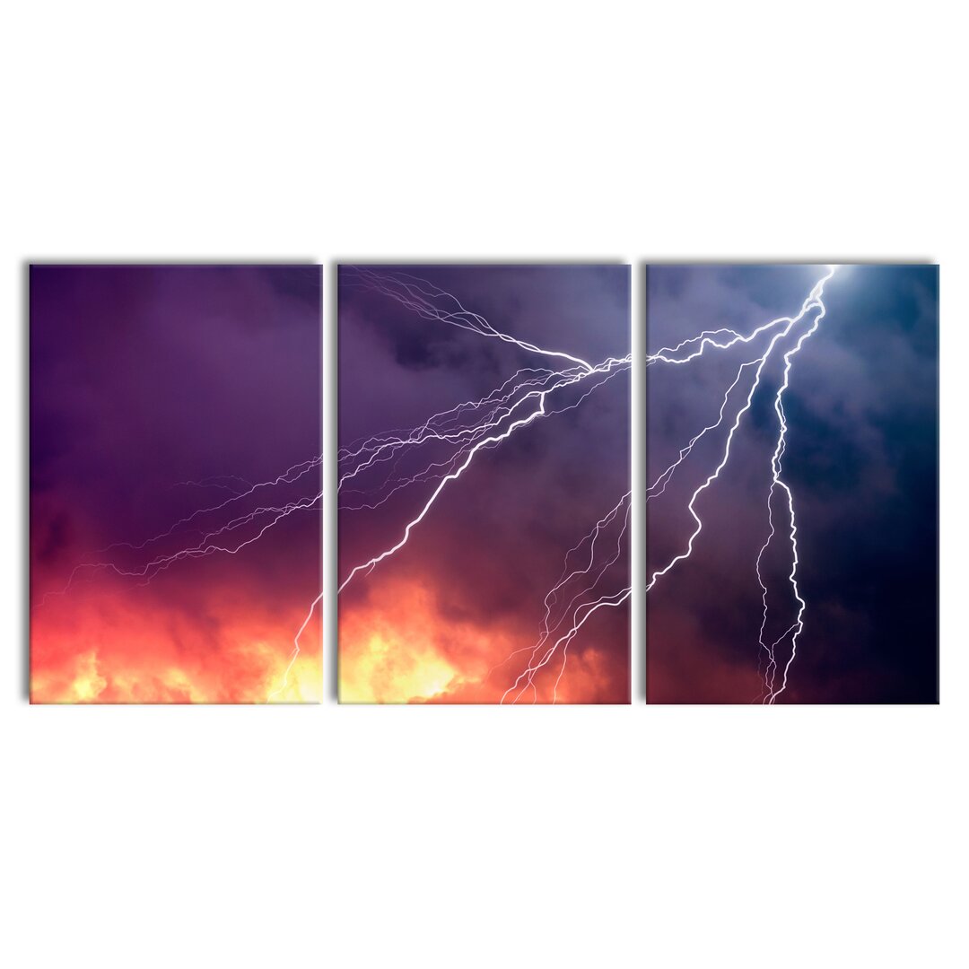 3-tlg. Leinwandbilder-Set Lightning