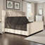 Grand lit ajustable DuJuan H 50,8 po avec garniture cloutée et tête de lit capitonnée, crème-934821845-934821841