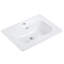 Lavabo intégré en céramique blanche brillante, drain et robinet non inclus