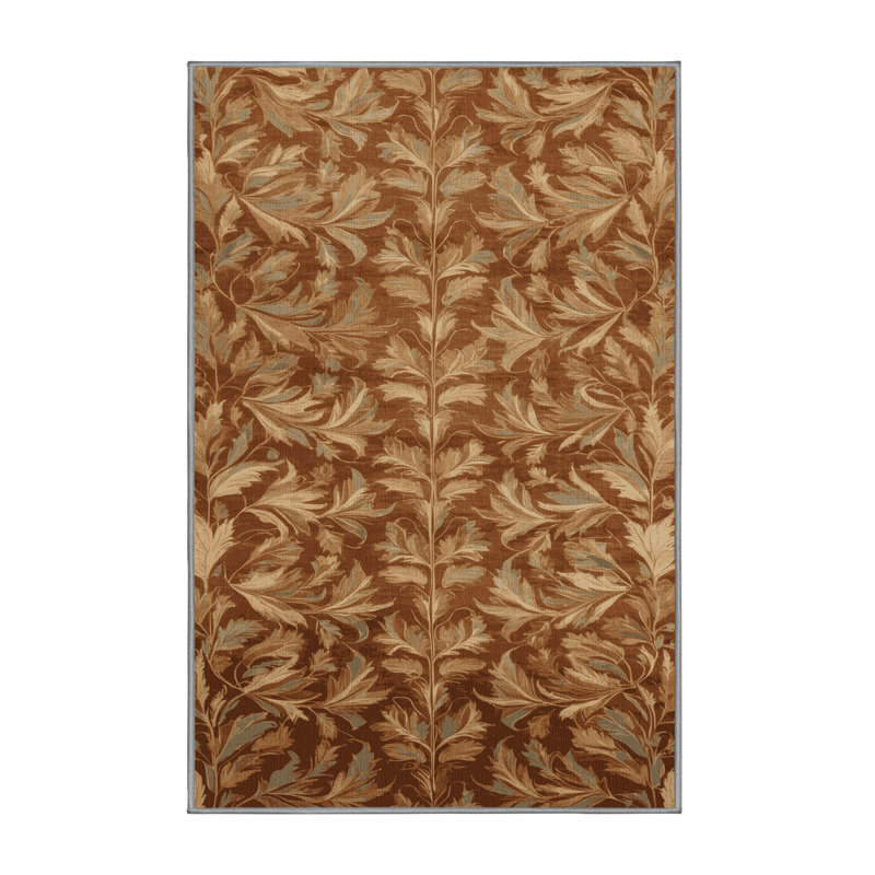 Machine Washable Persian Brown Area Rug, Rectangle 5' x 8'