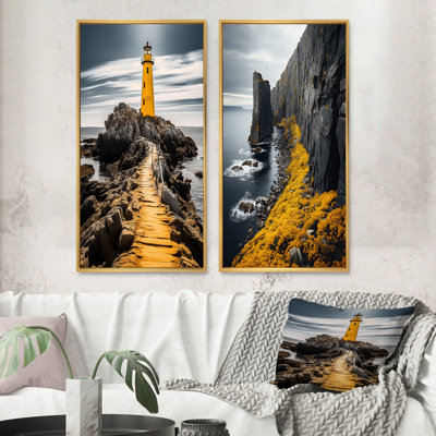 «Phare gris et jaune» - 2 pièces