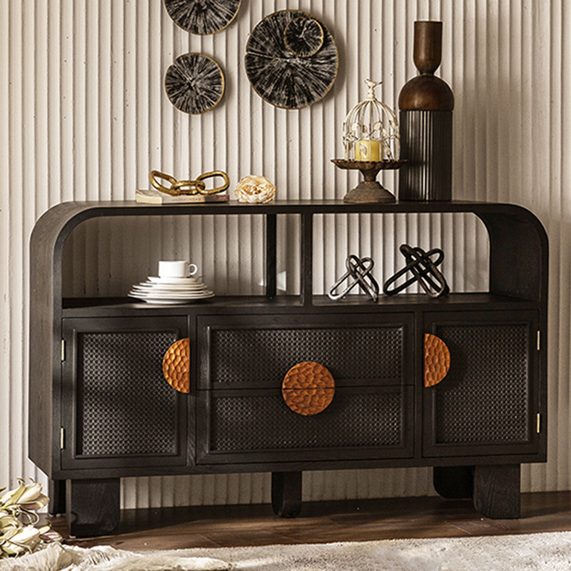 Buffet rétro en bois massif noir