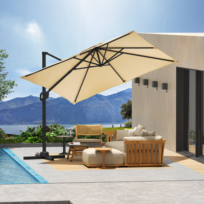 10'x10' Heavy-Duty Cantilever Patio Umbrella, UV-Resistant Aluminum Offset Sun Shade with 360° Rotation & Adjustable Tilt for Pool, Deck, Backyard
