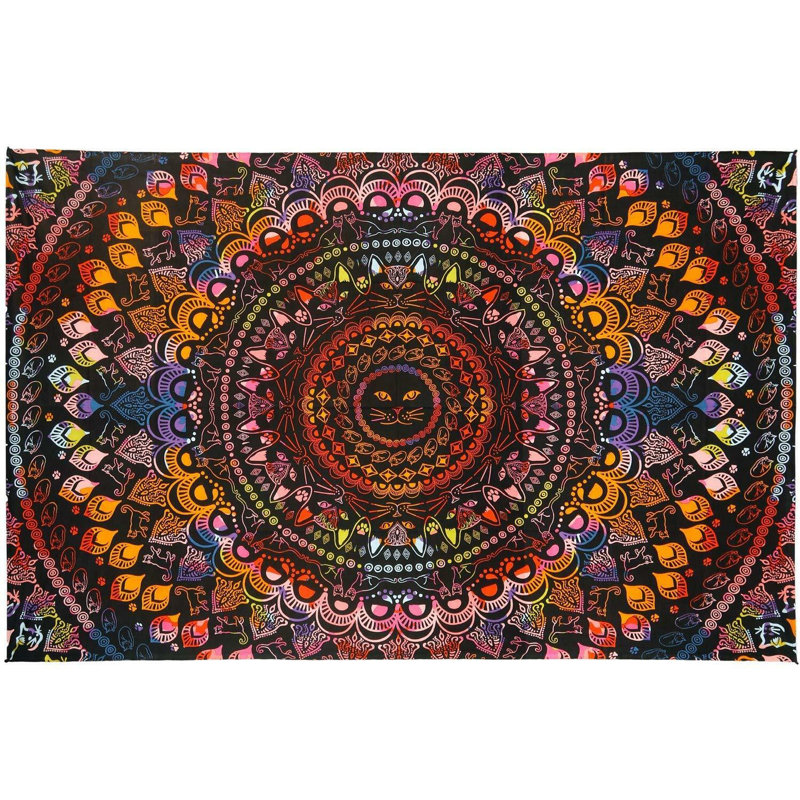 Mini tapisserie pour chat arc-en-ciel en coton 3d, 90 po x 60 po