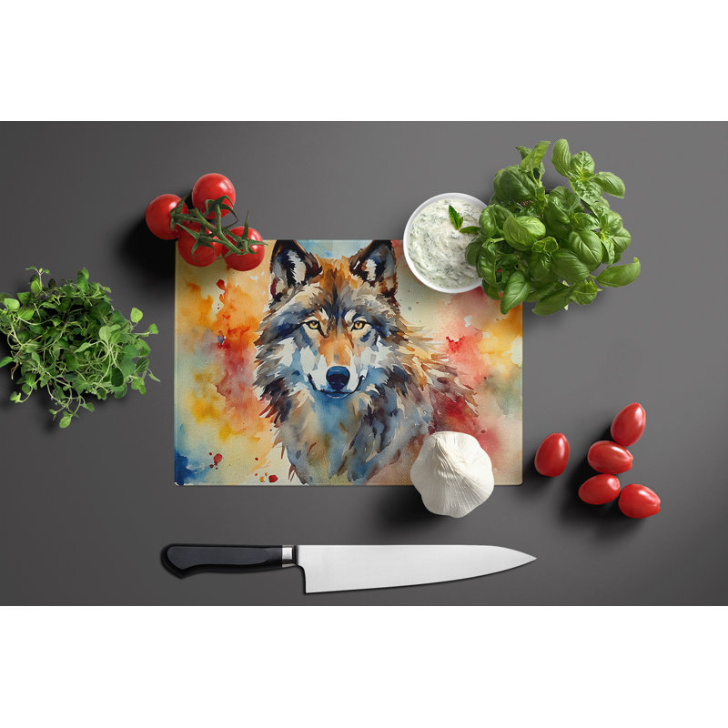 Wolves Wolf  Glass Cutting Board Large