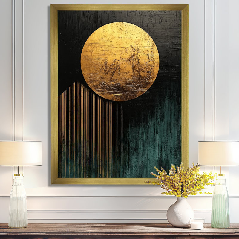Vallelunga - Abstract Canvas Wall Art, H 44 po x l 34 po, Reproduction encadrée d'une seule photo, Doré