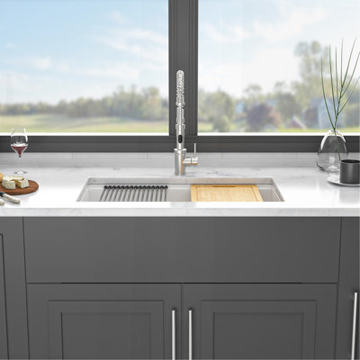 Quartz Kitchen Sink - 30X19" Granite Composite Workstation Undermount Kitchen Sink