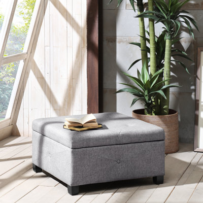 Della Button Tufted Square Storage Ottoman