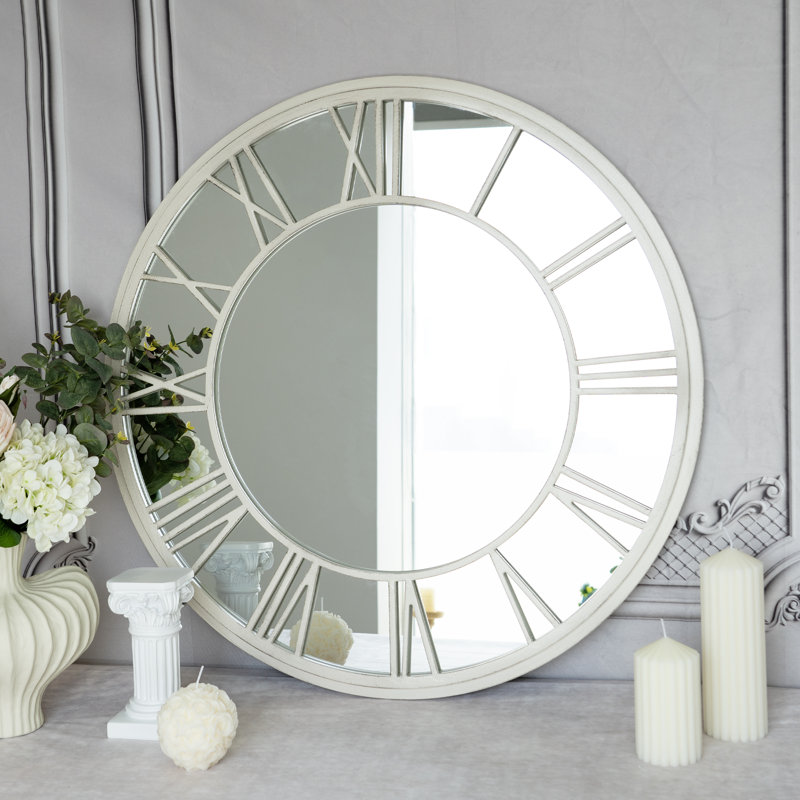 Walbert Vintage Decorative Wall Mirror Round Accent Mirror with Metal Frame