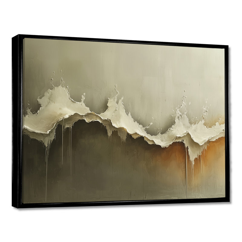 Cullompt Ephemeral Pathway Drip Peinture I, H 30 po x l 40 po, Noir, Impression encadrée flottante