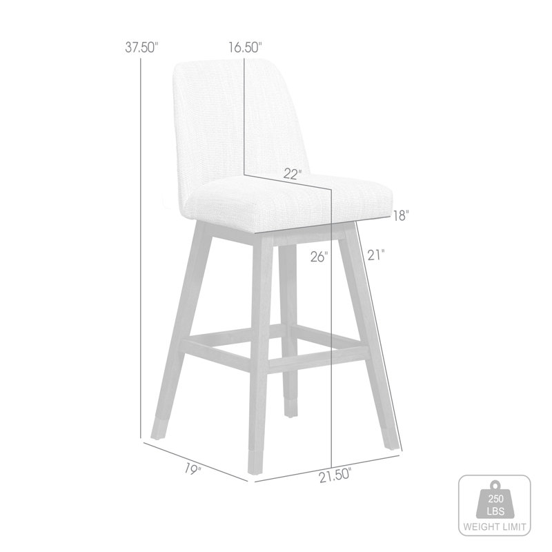 Chaise de bar pivotante en bois massif beige et brun avec repose-pieds, Tabouret de comptoir (siège d'une hauteur de 26 p