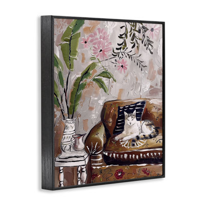 Cat Nap on Couch Scene Giclee Art, design by Annabelle Hall