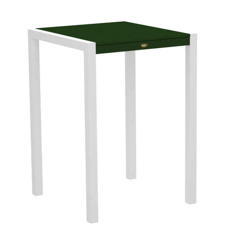 Table de bar POLYWOOD Surf City, 30 po x 30 po, Blanc texturé / Forêt tropicale