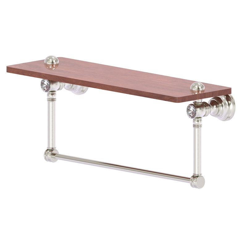 Tablette en bois massif avec barre à serviettes Freyja Ironwood, Nickel satiné, H 5,54 po x l 22 po x P 7 po