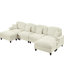 Nuage de chenille beige et blanc avec forme en U classique, 4 sièges, accoudoirs évasés, jupes détachables et pieds fuselés, volants modulaires modulaires en tissu doux et épais, repose-pieds mobiles, adaptable