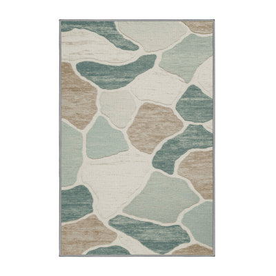 Washable Beach Glass Collection Coastal Area Rug