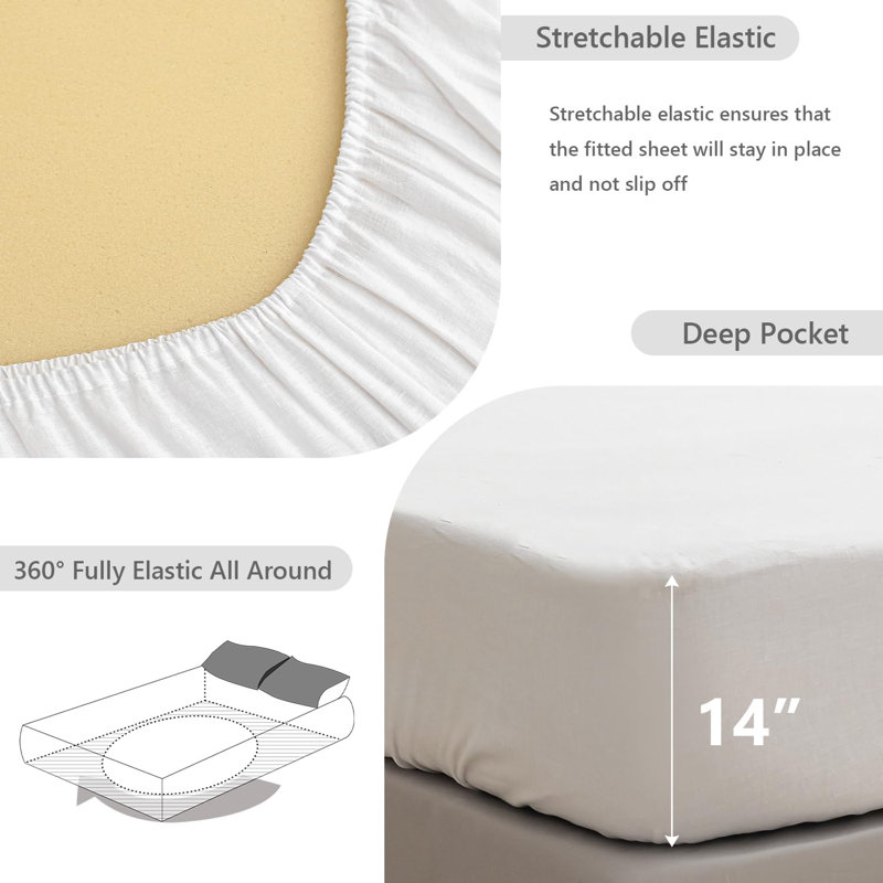 Drap-housse 100% lin, Twin Fitted Sheet, White