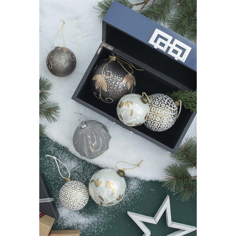 Ornements de boule de Noël D4,7 ", boules de Noël suspendues en verre, ensemble de 4