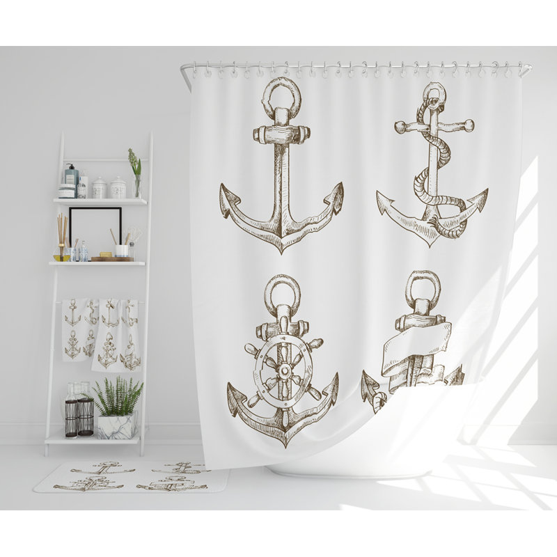 Nehemiyah Polyester Shower Curtain Set