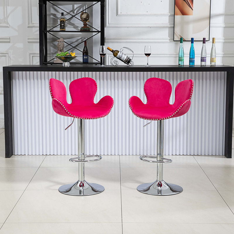 Tabouret pivotant à hauteur réglable Jayleah, Rouge rose