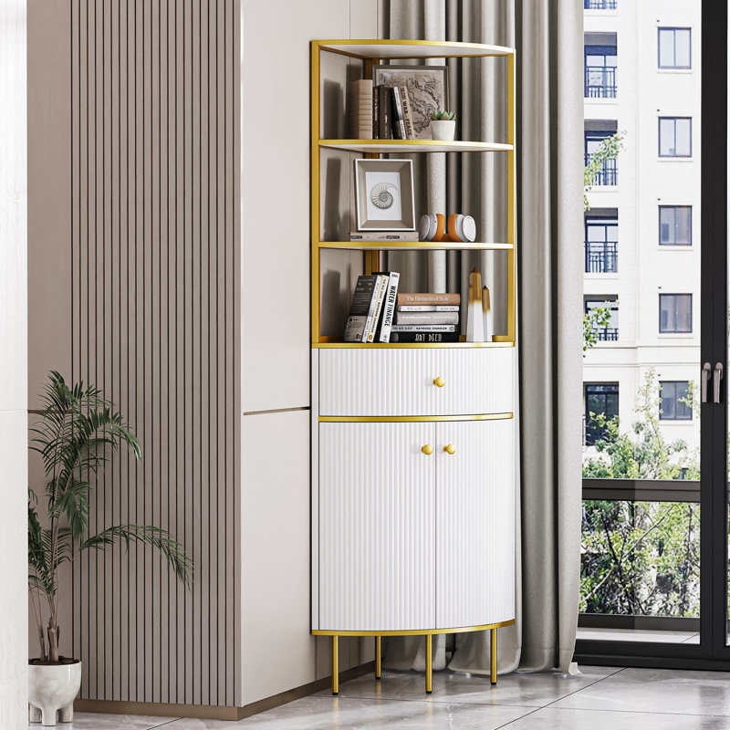 Bibliothèque d'angle moderne, H 74,8 po x l 18,9 po