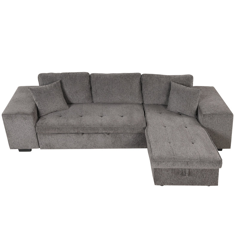 Upholstered Sectional Right Hand Facing, Knox Charcoal Linen, Right Hand Facing
