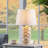 Sunni Kaison 21 in. Wood Natural coastal Metal Wicker/Rattan For Bedroom/Living Room Bedside Desk Nightstand Table Lamp With White Linen Empire Shade