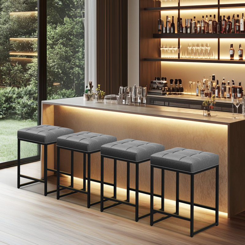 Tabourets Kloud, Gris, Tabouret de comptoir (siège d'une hauteur de 24 p