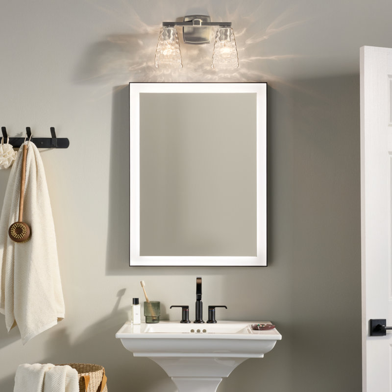 14.25" 2-Light Vanity Light with Water Glass, Clear, Brushed Nickel