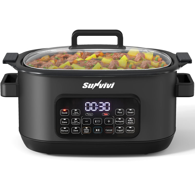 6.5QT 12-In-1 Programmable Multi Slow Cooker, Black