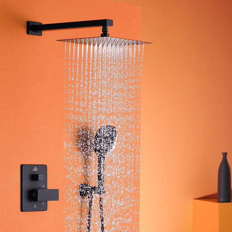 Robinet de douche avec valve brute, Noir mat