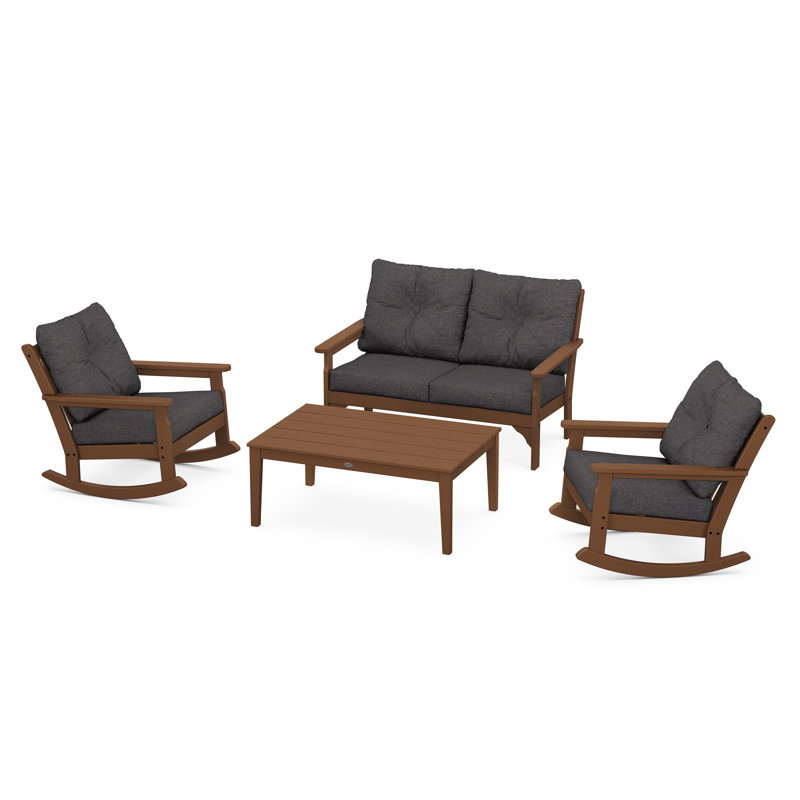Vineyard 4-Piece Deep Seating Rocking Chair Set, Ash Charcoal, Teak