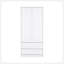 Armoire, garde-robe avec deux tiroirs, tringle, blanc-2020440213