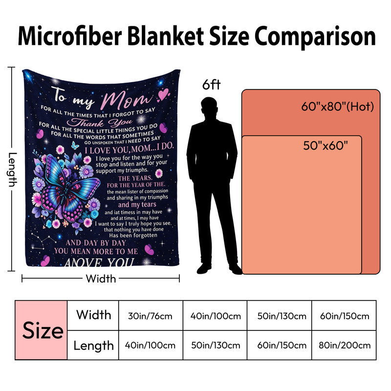 Couverture simple en flanelle de polyester JYK, L 60 po x l 80 po, Papillon rose, bleu marine