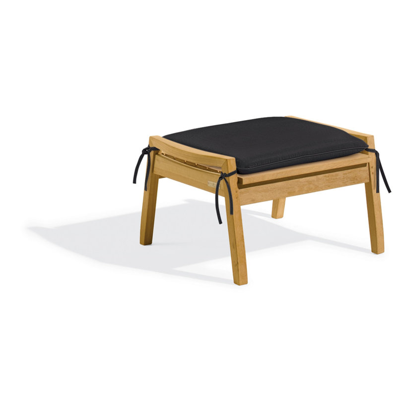 Repose-pieds d'extérieur avec coussin Mandeville, Noir onyx