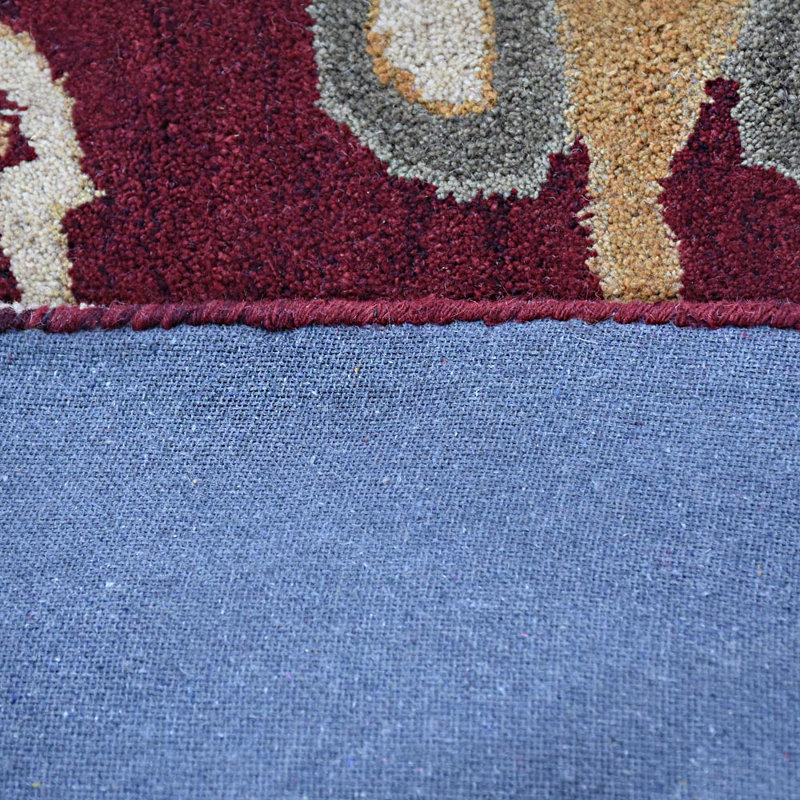 Solomonia Hand Tufted Wool Eco-Friendly Area Rugs - Runner, Dark Red Color, Floral Modern Design, High Pile Thick Handmade Anti Skid Area Rugs for Living Room, Bed Room