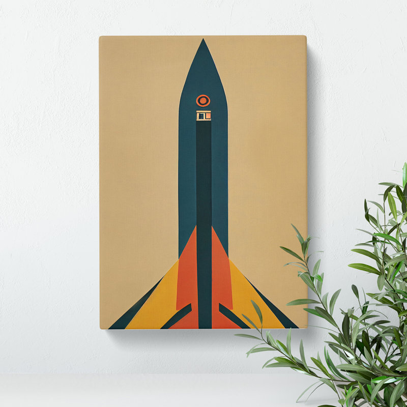 Retro Spaceship Rocket No.2 - Wrapped Canvas, 50cm H x 35cm W x 3cm D