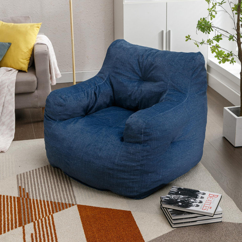 Fabric Bean Bag Chairs, Blue Linen