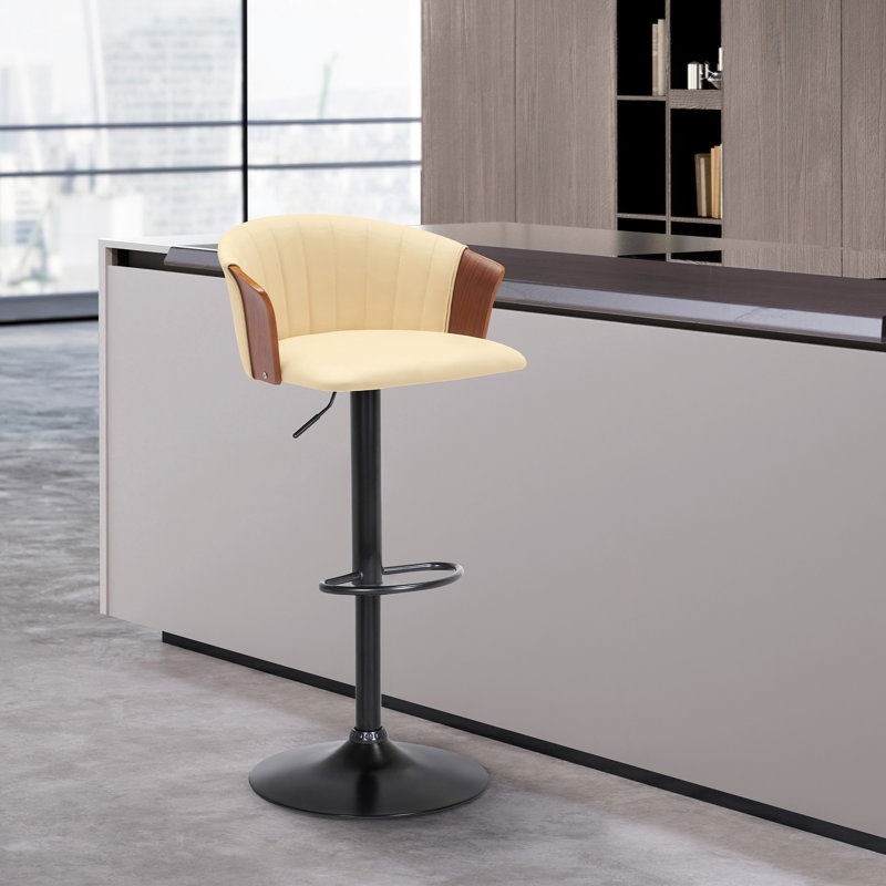 Tabourets de bar réglables crème, design moderne en bois de noyer pour la cuisine