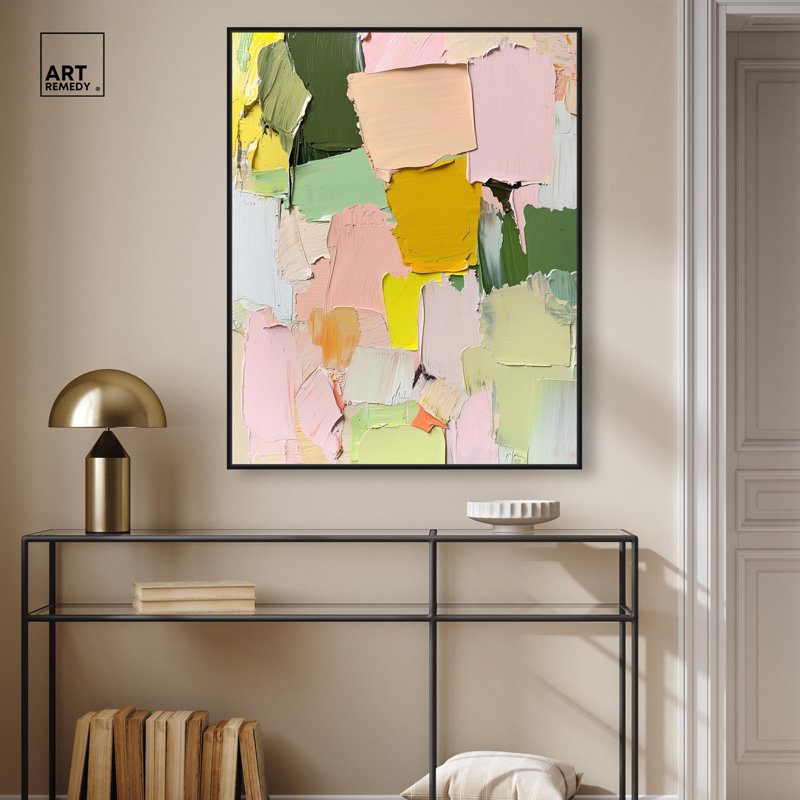 «Vibrant Vista I Canvas Bright Abstracts» par Art Remedy, H 37 po x l 31 po, Cadre flottant noir
