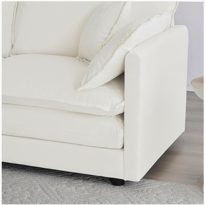 Canapé modulaire surdimensionné en L avec repose-pieds réversible en chenille blanche Free Combination Comfy Upholstery