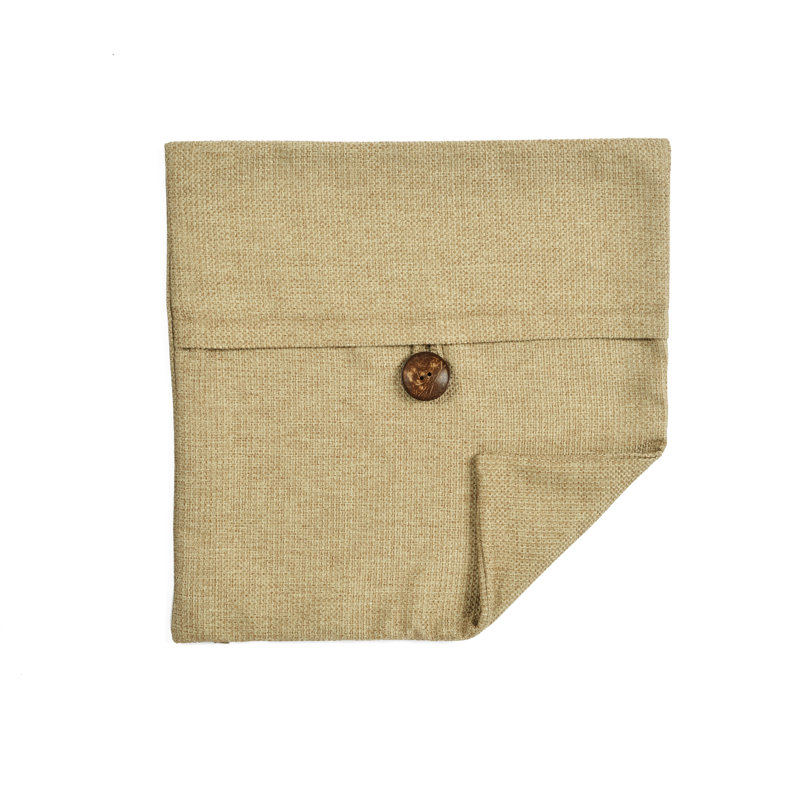 Clayton Red Woven Button 20" x 20" Polyester Pillow Cover