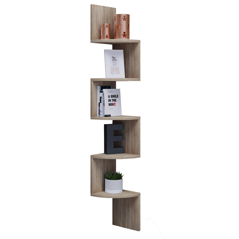 Seroud 123cm H x 19cm W Floating Bookcase, Sonoma oak