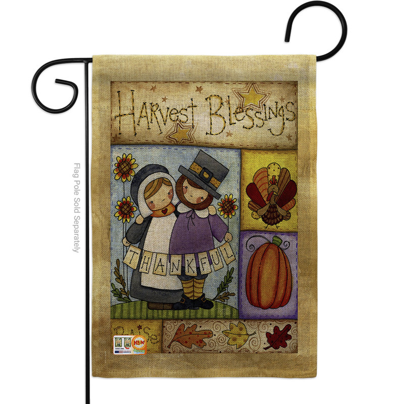 Ensemble de drapeaux en polyester 19 x 13 po Thankful Pilgrims