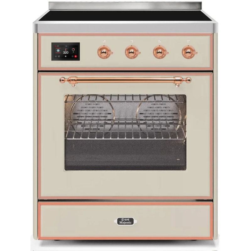 ILVE Majestic II Series 40 inch Induction Range with 6 Induction Elements (Glass Door), Antique White/Copper